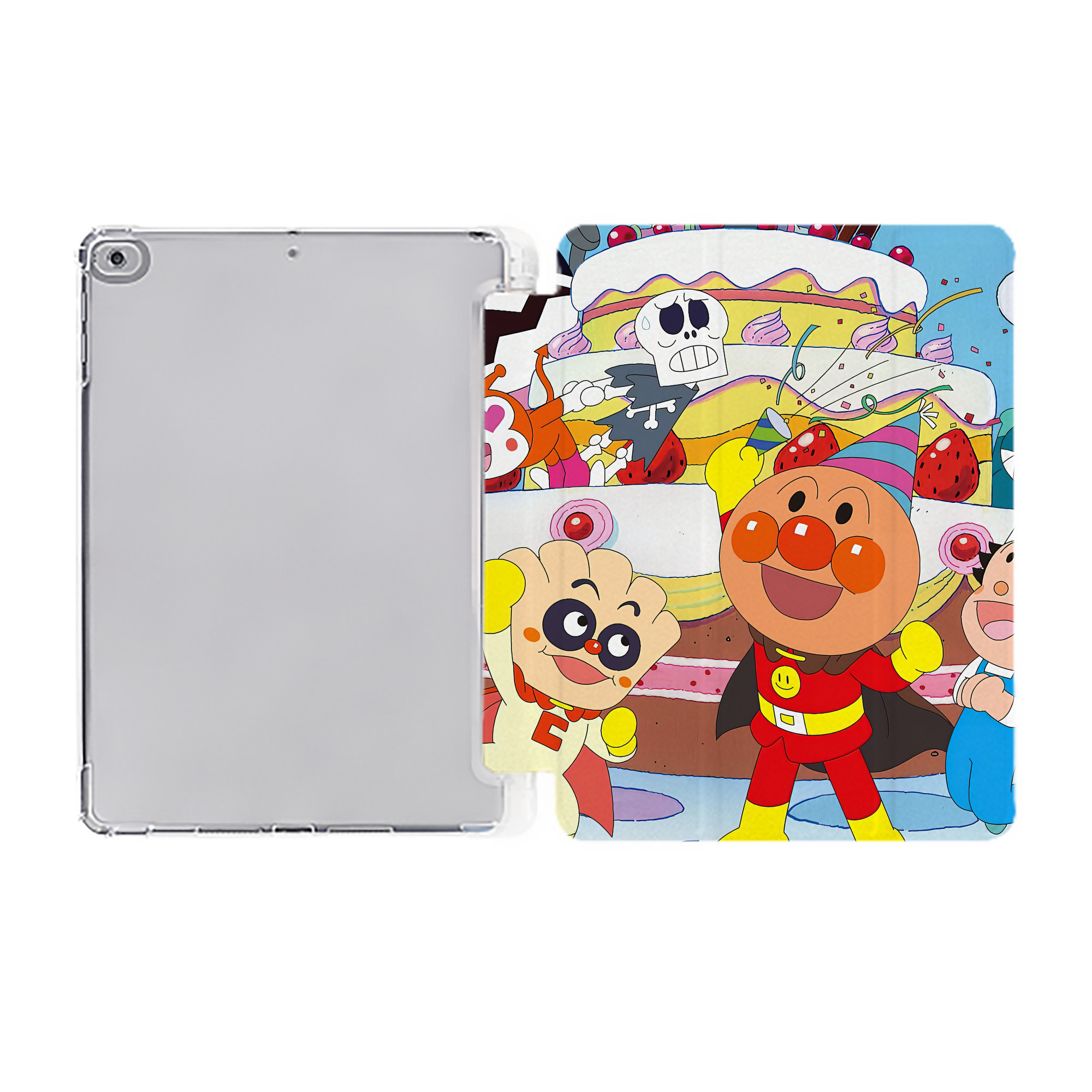 （画像用） アンパンマン Anpanman IPad ケース ペン収納付き 三つ折りスタンド PUレザー×シリコン 対応機種9.5/10.5/10.9インチ